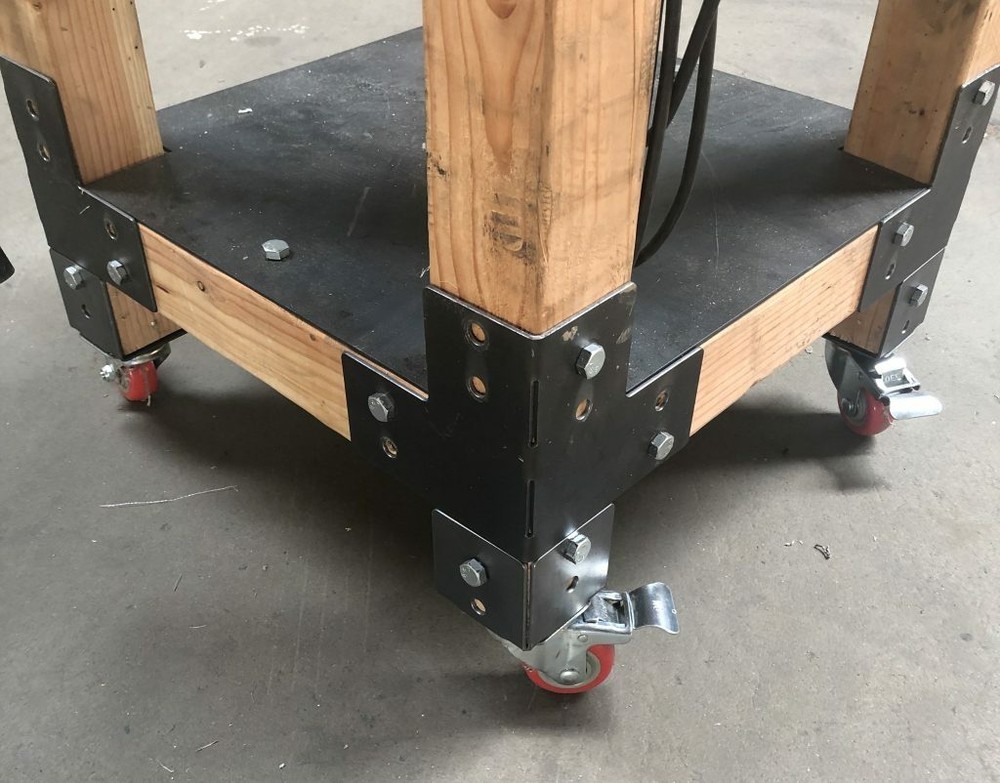 PostHugger™ 1000#CAP 4pc Set Roll & Lock Red Wheel Caster Brackets For 4X4 Posts