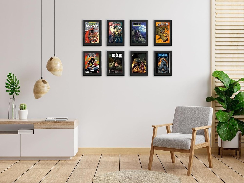 8 Pack Comic Book Frames, Fits Current 6 3/4 X 10 1/4, Wall/Tabletop Display