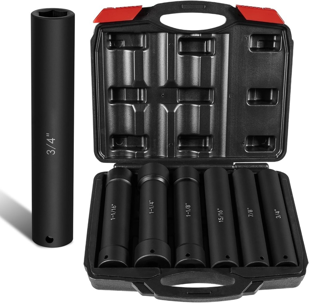 1/2 Inch Drive Extended Length Impact Socket Set 6Pcs, Extra Deep Set...
