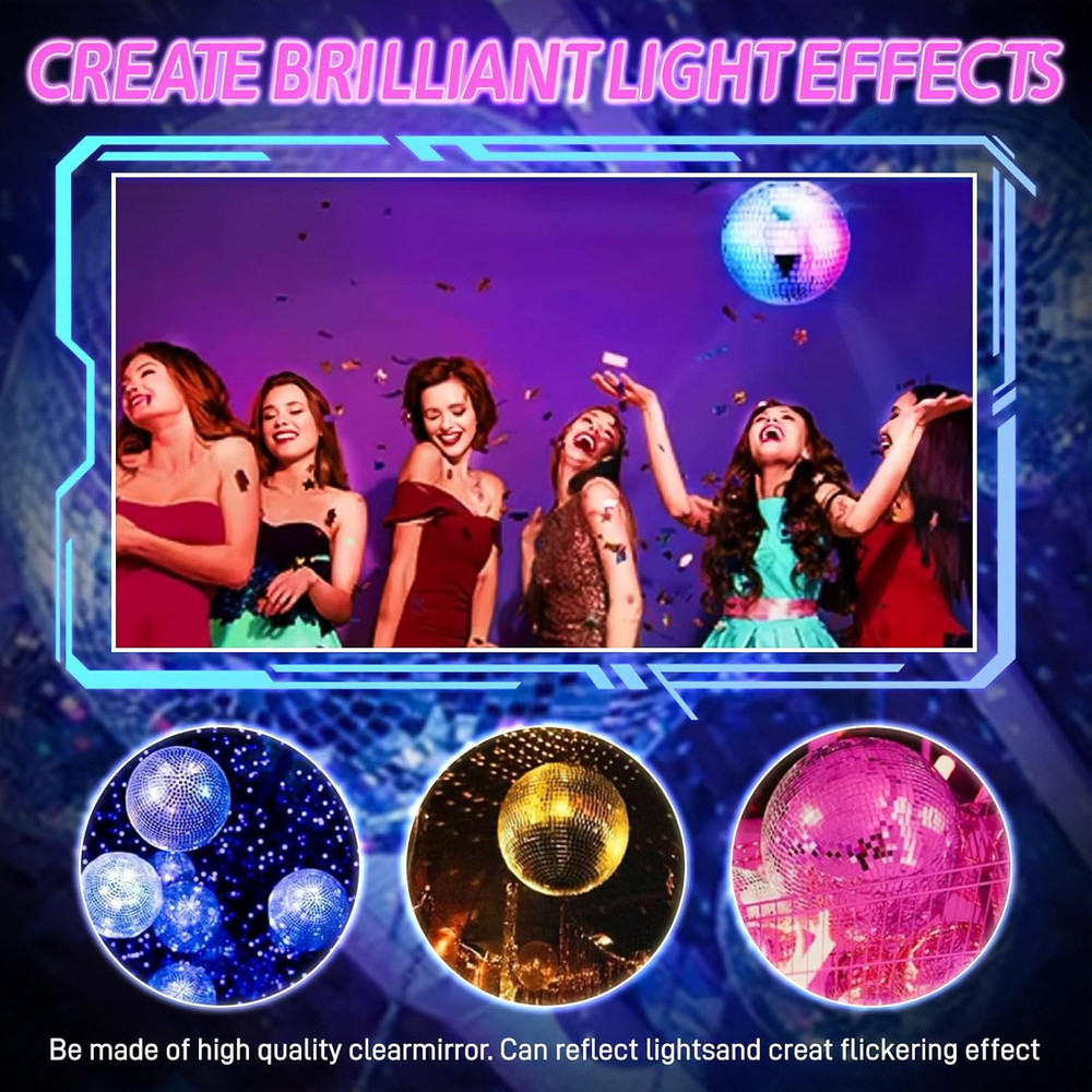 Disco Ball Light, 5 Inch Mirror Disco Ball Light Diffuser, 360° Rotating Small D