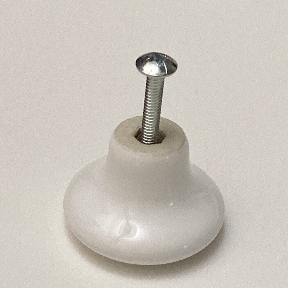 6 Pieces WHITE PORCELAIN Classic Cabinet Door Drawer Pulls Knobs 1.5" ROUND