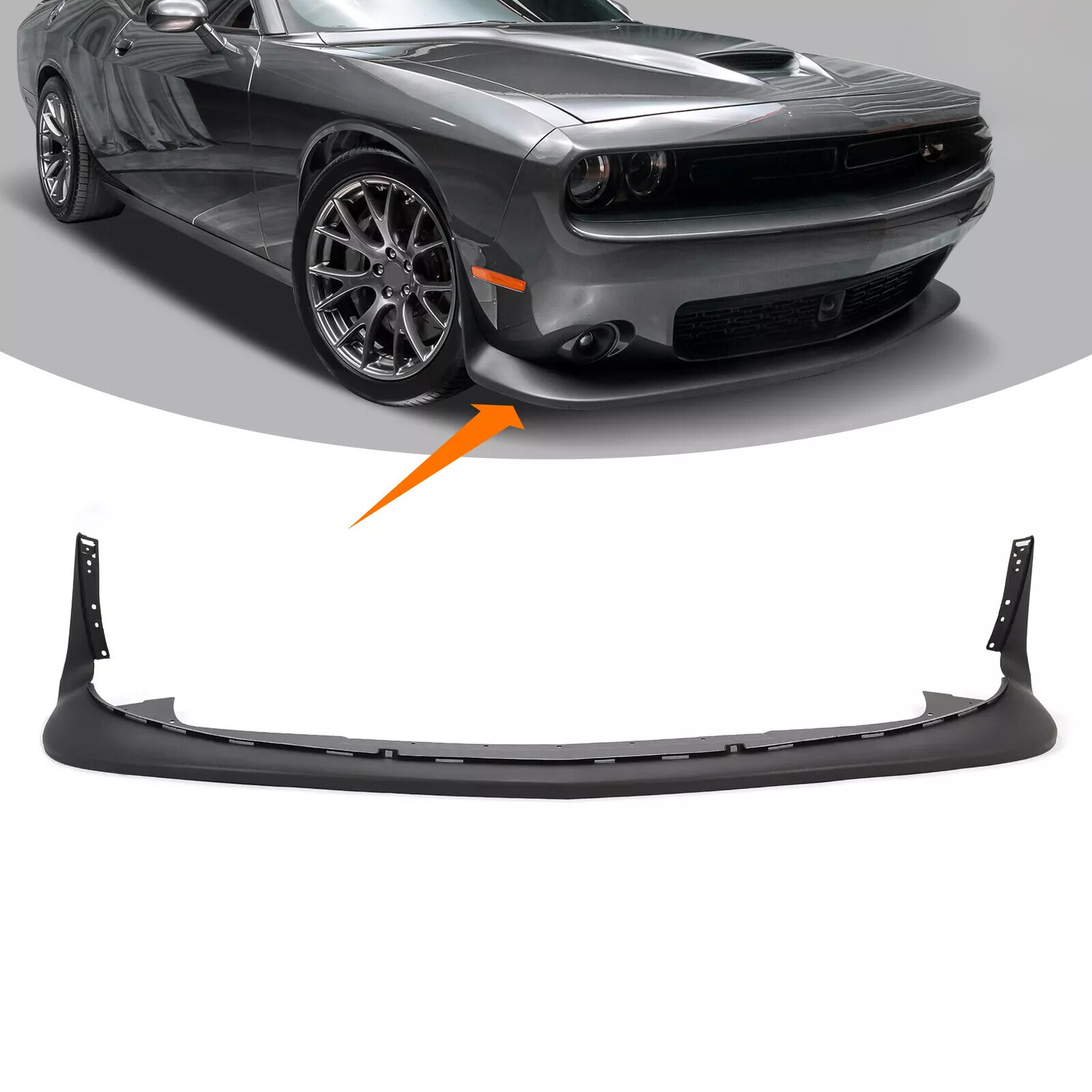 For Dodge Challenger GT & SRT & R/T 2015-2023 PP Black Front Bumper Lip Valance