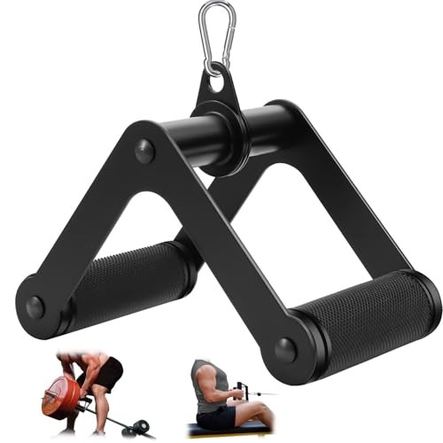 Double D Row Handle LAT Pulldown Attachments, 1.3 Inch Diameter Black Double D