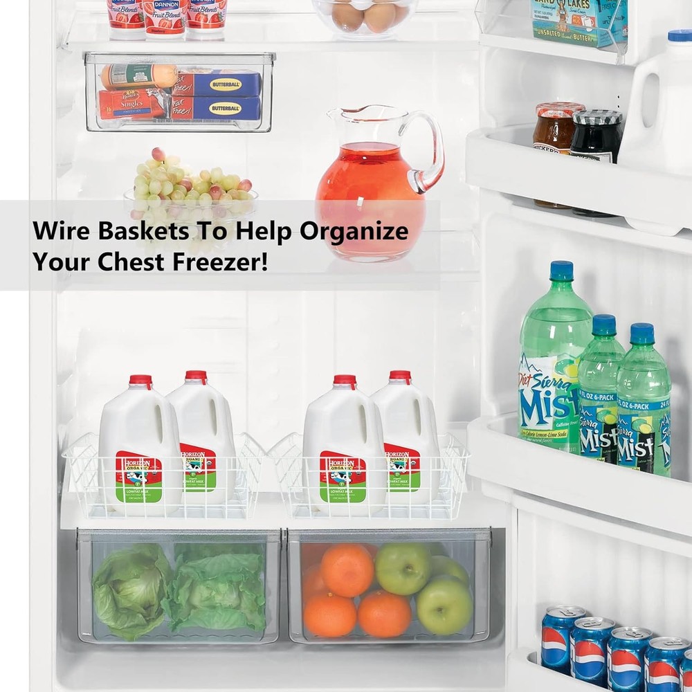 4 Pack Deep Freezer Organizer Bins Stackable Wire Basket for Organizing Metal Wi
