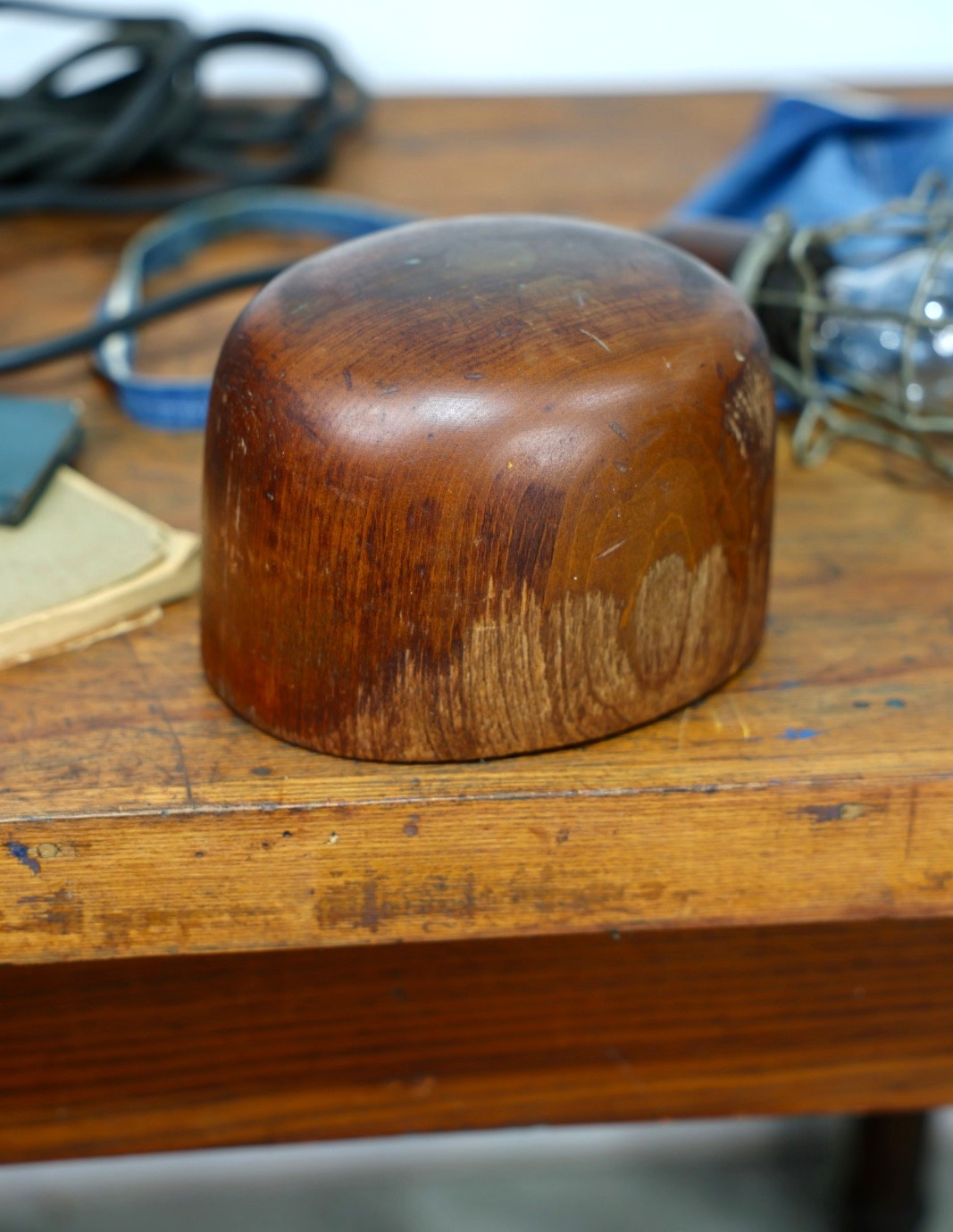 Vintage Stetson Playboy Fedora Millinery Wood Hat Block Mold Form Antique