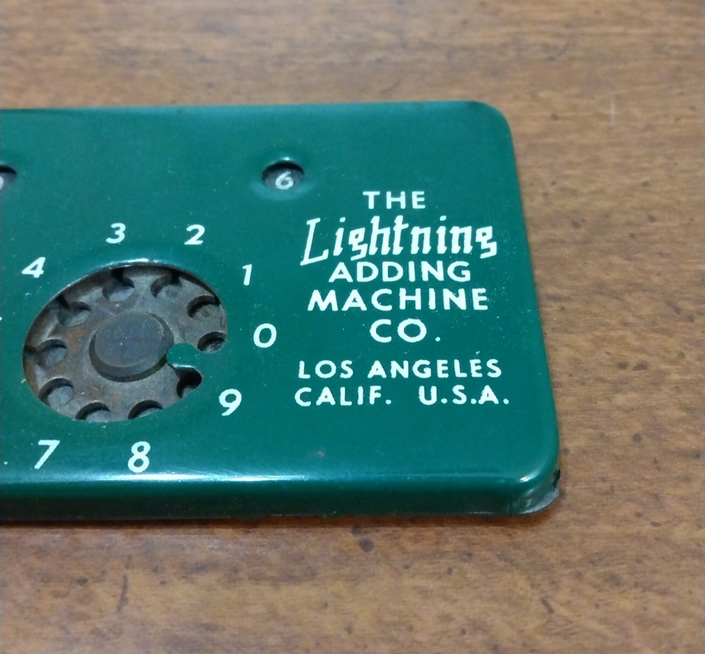 The Lightning Adding Machine CO 7 Digit Mid Century Mechanical Calculator