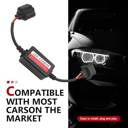 2PCS Car LED Light Decoder, H13/9008 Car LED Bulb Anti Flicker Harness, Plug &
