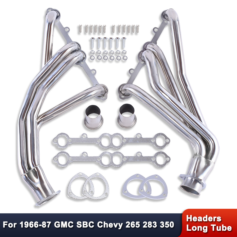 For Chevy SBC GMC Truck 265 327 350 1966-1987 Polished Stainless Steel Headers