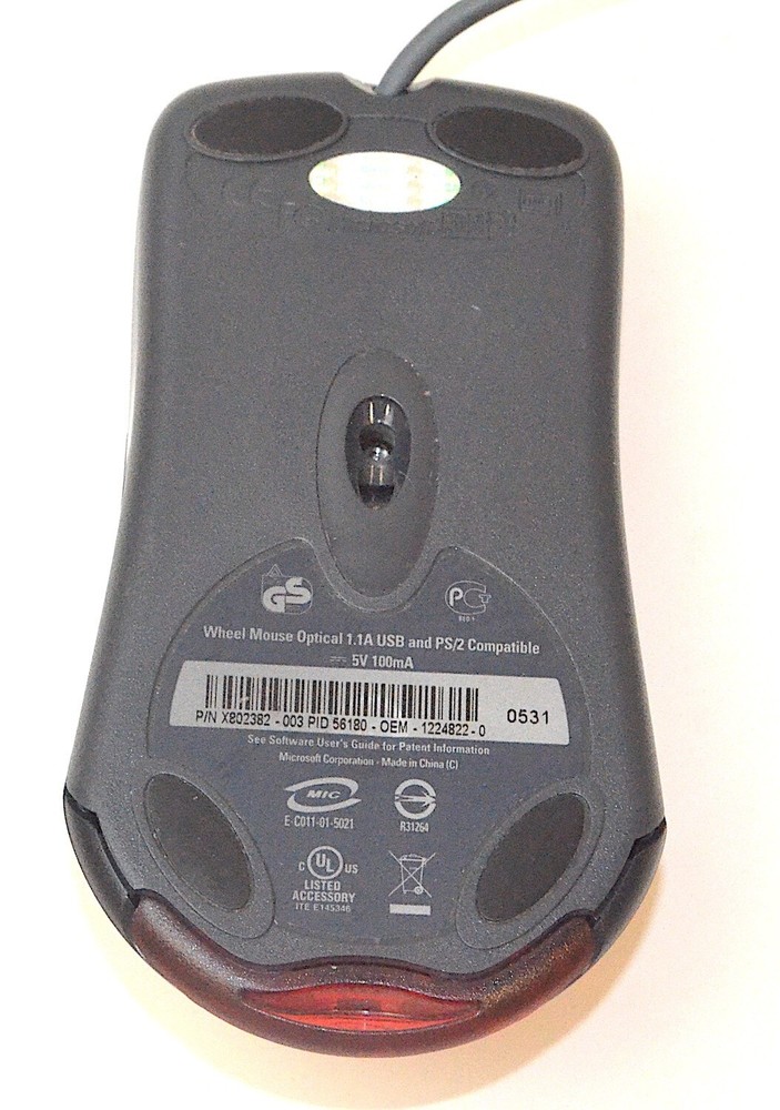 Microsoft Wheel Mouse Optical, USB, Mac and PC, BLK *Used* X802382