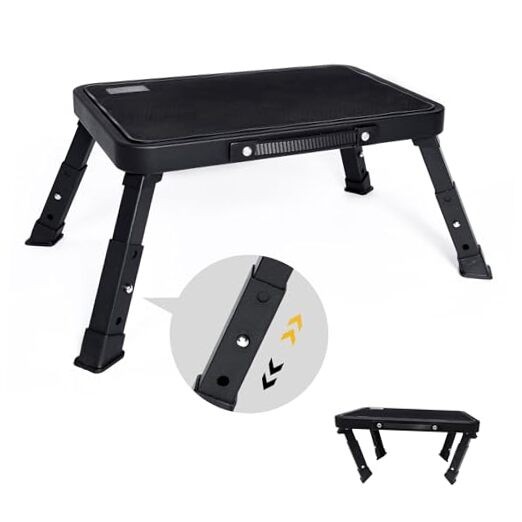 Step Stool, Adjustable Folding Step Stools for Adults and Seniors, Black