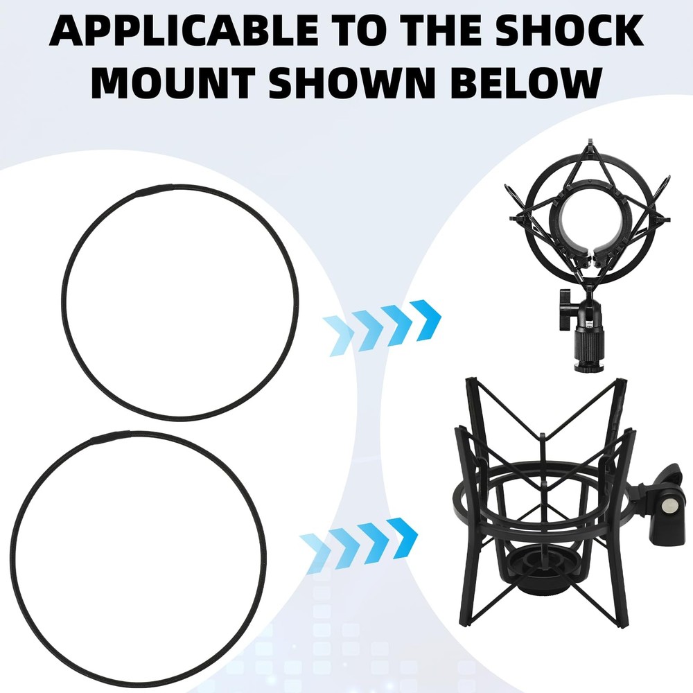 8PCS Microphone Shock Mount Rubber Ring, Black Universal Elastic Bands