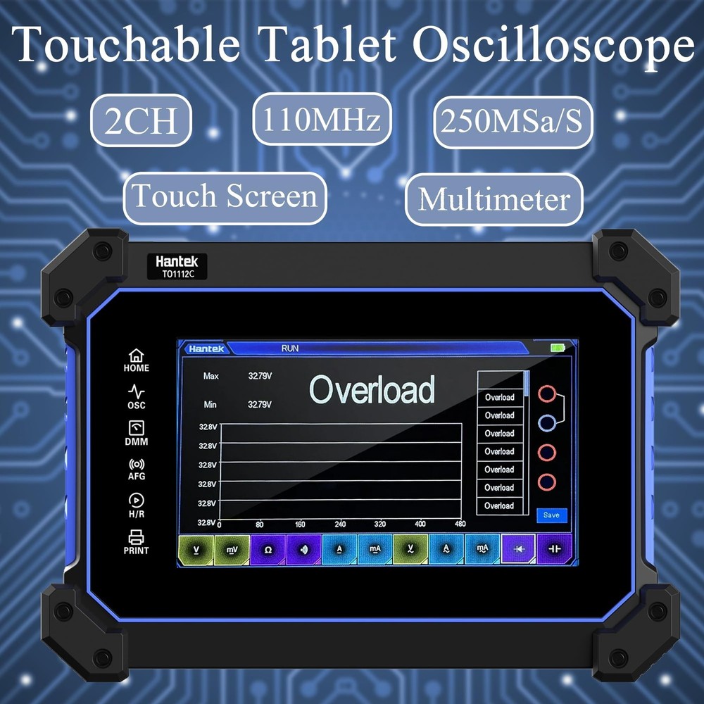Hantek Tablet Oscilloscope 2CH Built-in Multimeter Function 8M Storage Depth ...