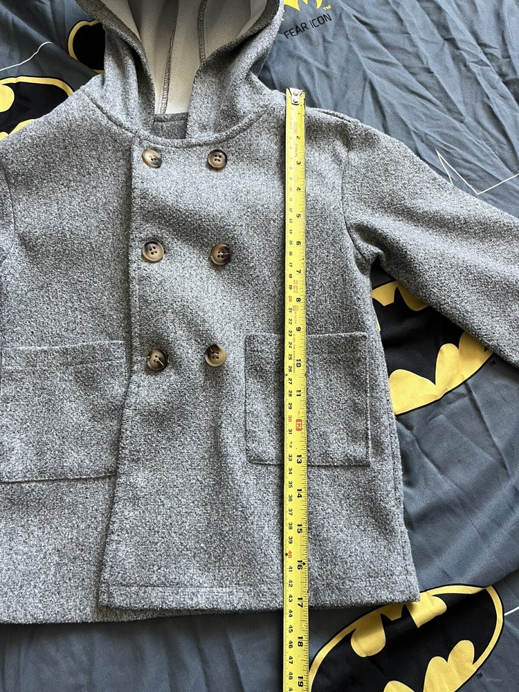 Boy Coat Size 3 Gray Open Front Hoodie
