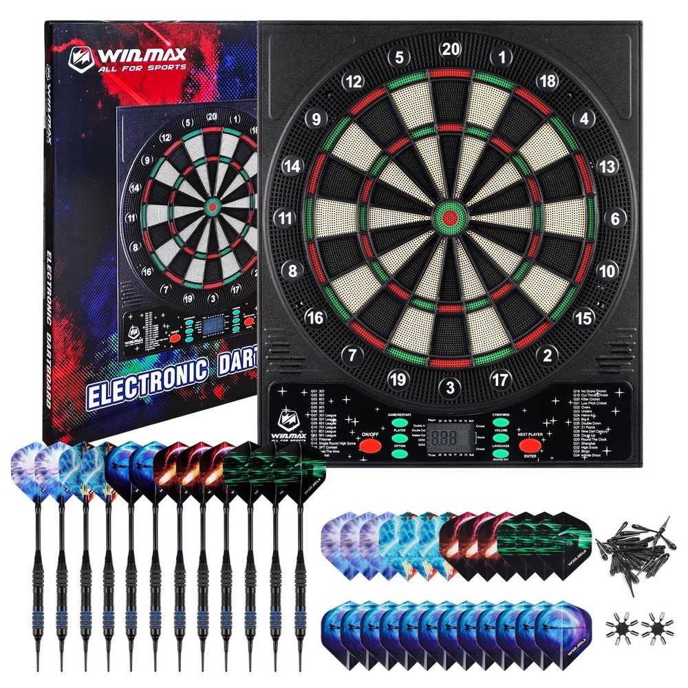 WIN.MAX Electronic Dart Board, LED Display Automatic Scoring Dartboard Sets f...