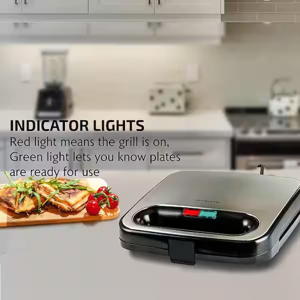 2-Slice Electric Sandwich Maker Non Stick Grill Black