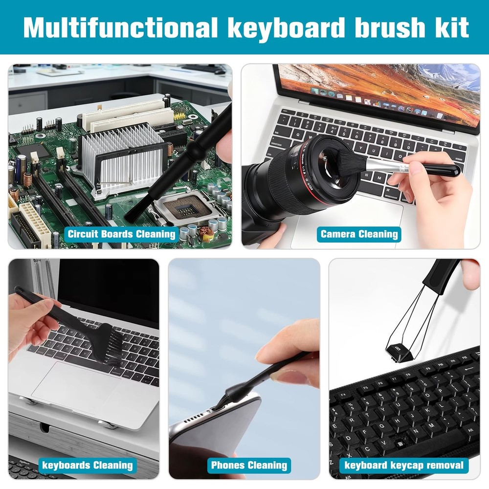 6 Pack Keyboard Keycap Puller Dust Removal Brush for Computer Keyboard Appliance