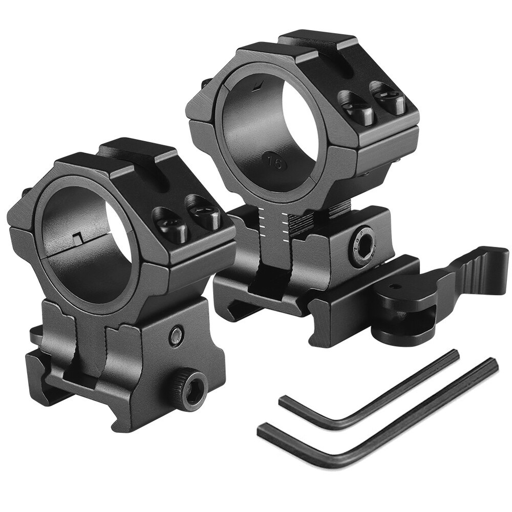 2Pack Adjustable Height Scope Ring 25.4mm/30mm for 20mm Dovetail Rail Riser Base
