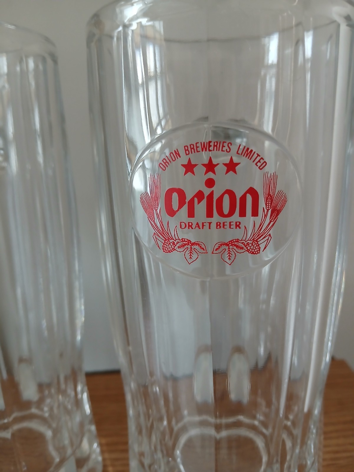 2 Vtg Orion Breweries Limited Draft Beer Glass Stein/Mug Okinawa Japan