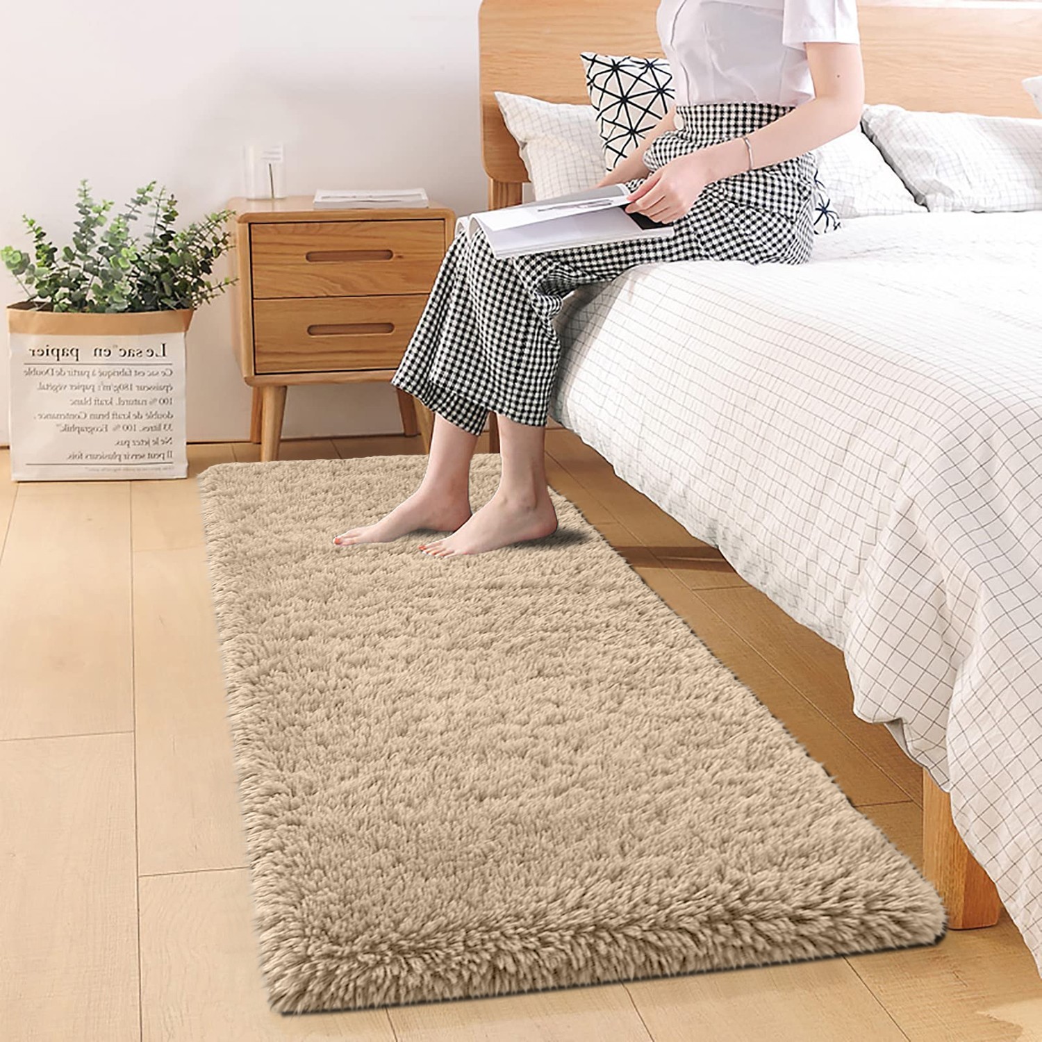 Anti Slip Shaggy Fluffy Rugs Soft Faux Fur Rugs Mat Bedroom Living Room Carpet