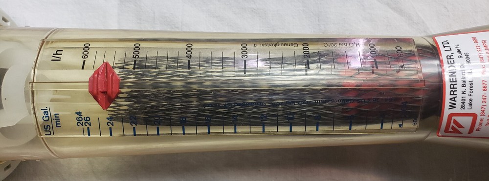 Large 600-6000 l/h Flow Meter , Conical Float , Variable Area , 16 1/2" long