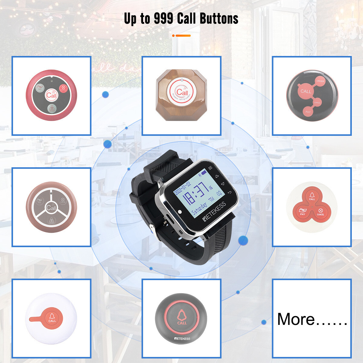 TD110 Wireless Pager Calling System Waiter Watch Restaurant Cafe Club Clinic Bar