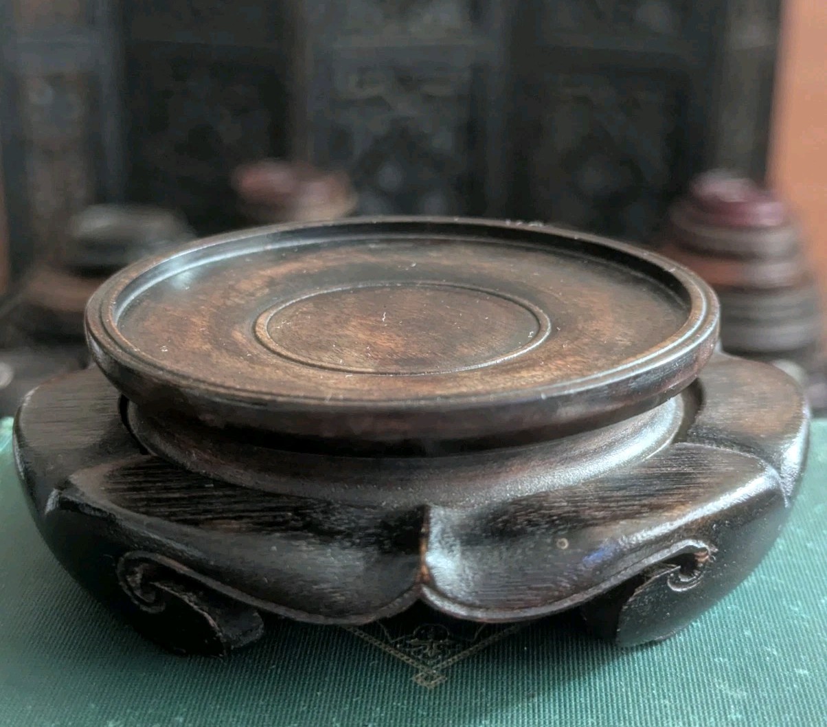 Vintage Japanese Carved Wood Display Stand Kadai Vase or Bonsai Daiza Art Base