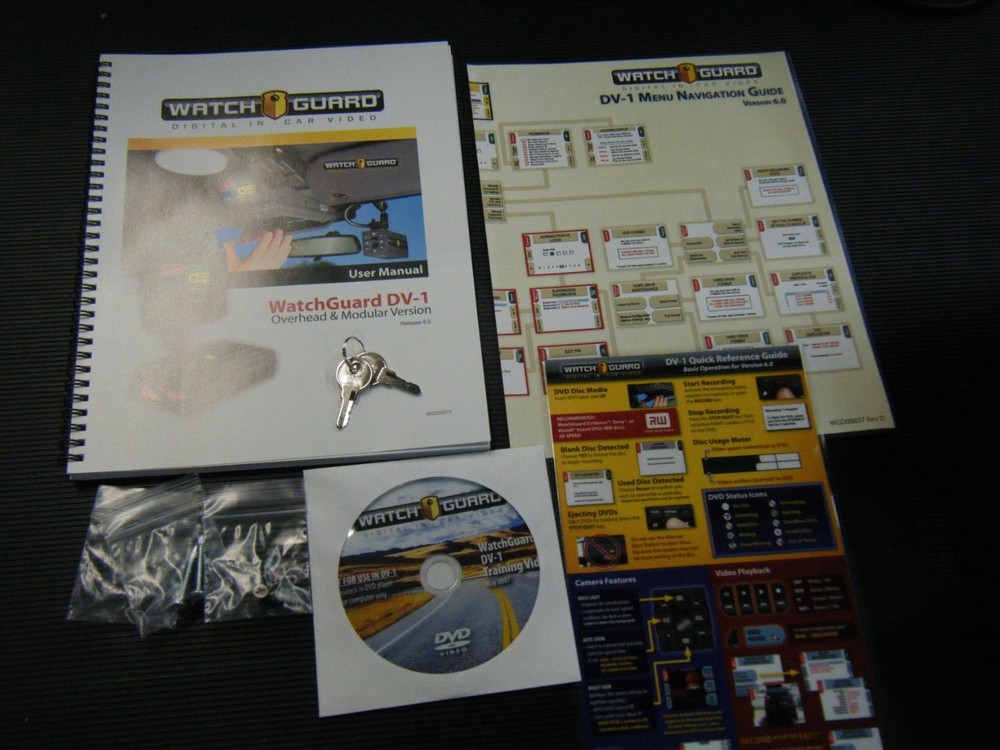 WATCHGUARD DV-1 USERS MANUAL WITH (2) KEYS, DVD AND MENU NAVIGATION GUIDE