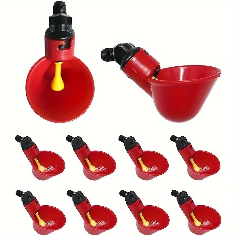 10 Poultry Water Drinking Cups Chicken Hen Plastic Automatic Drinker Feeder