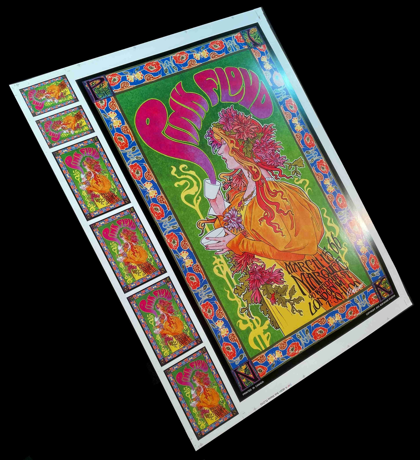 Pink Floyd Poster Marquee Club Orig Rare Uncut Proofsheet Signed Bob Masse