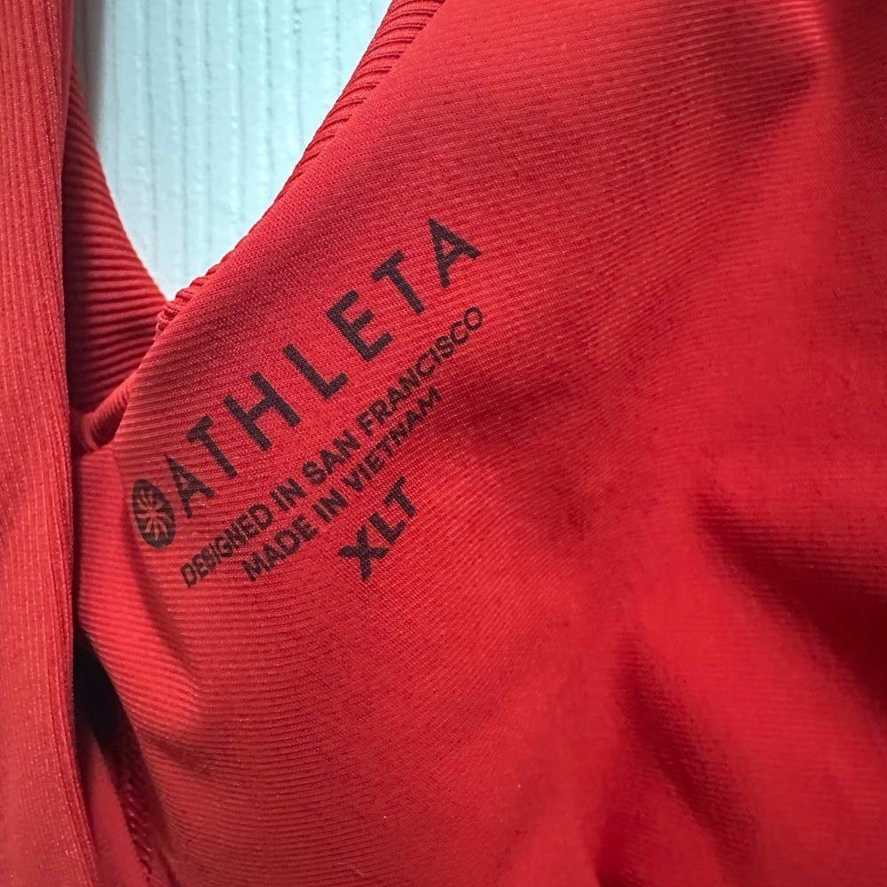 ATHLETA RED ONE PIECE RIBBED SWIMSUIT