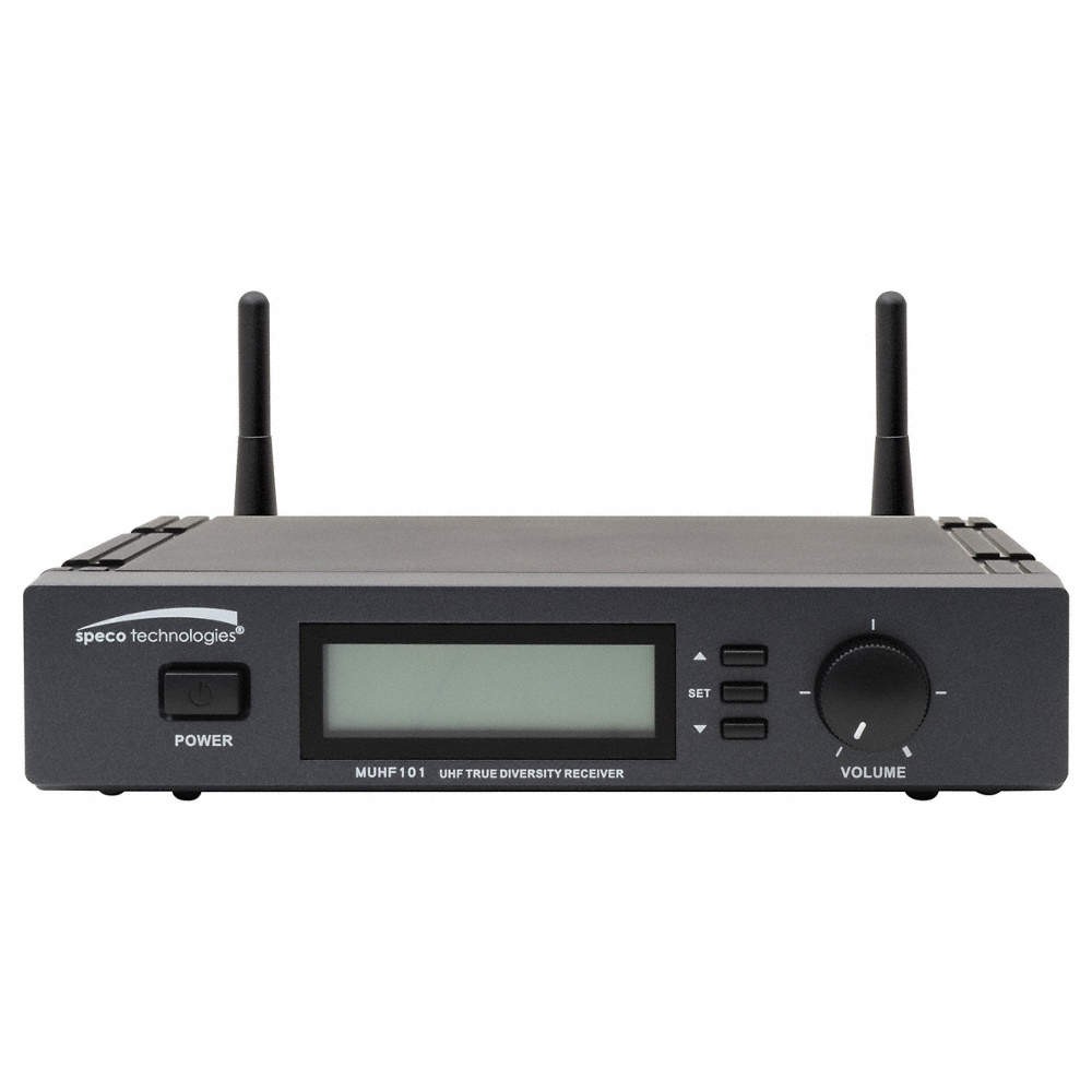 SPECO TECHNOLOGIES MUHF101 Microphone Receiver,Wireless,LCD 49N867
