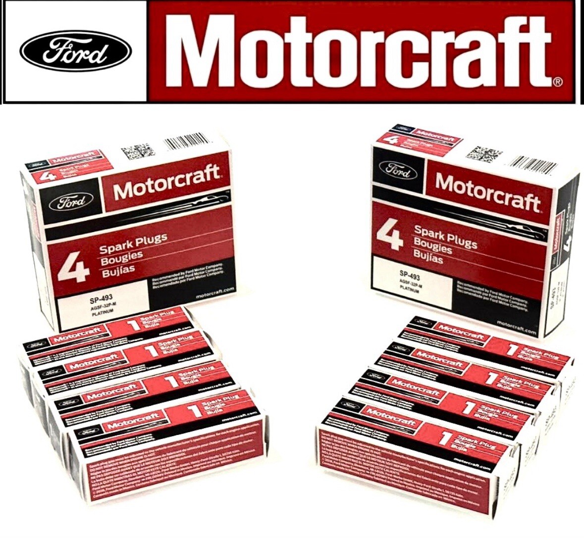 8 MOTORCRAFT SP-493 PLATINUM AGSF32PM SPARK PLUGS FORD F-150 4.6L / 5.4L V8