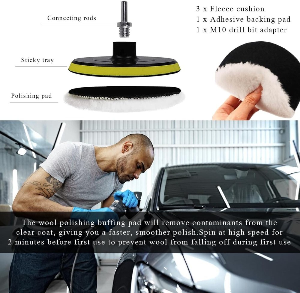 5 Inch Polishing Buffing Pad, Polishing Buffing Wheel Hook and Loop Compound Cut