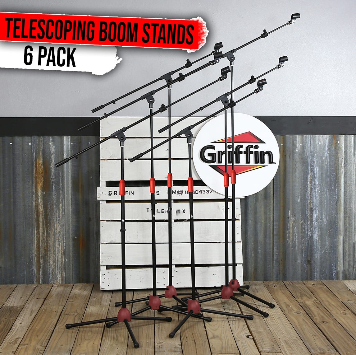 Microphone Stand 6 PACK - GRIFFIN Telescoping Boom Arm Mic Studio Stage Tripod