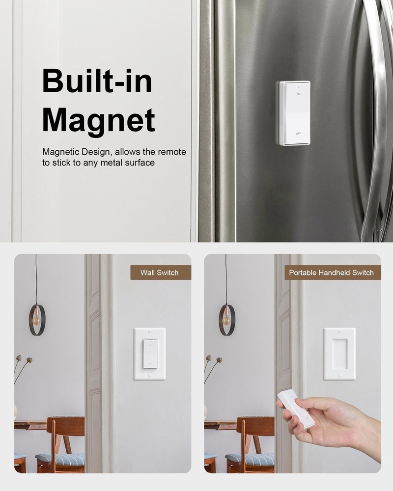 TREEWELL Wireless Light Switch and Receiver Kit, Decorator Rocker Wall...