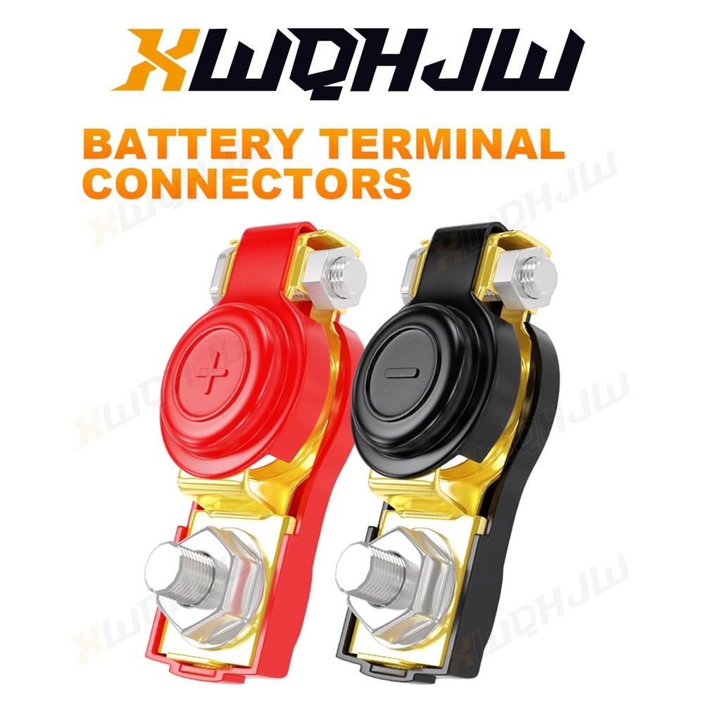 2PCS Positive Negative Car Battery Cable Terminals Top Post Connectors Clamp Set