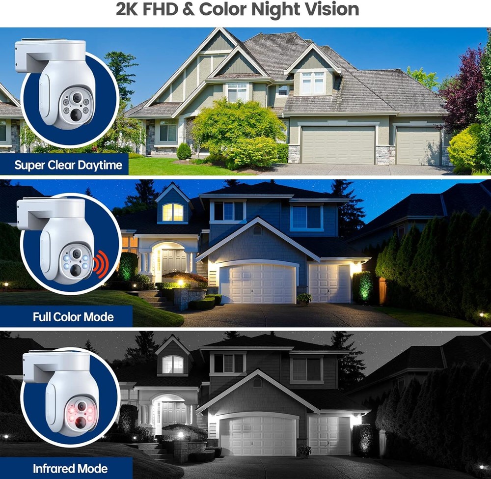 4MP Wireless CCTV Security Camera System Solar & Battery Powered Wifi PTZ Camera