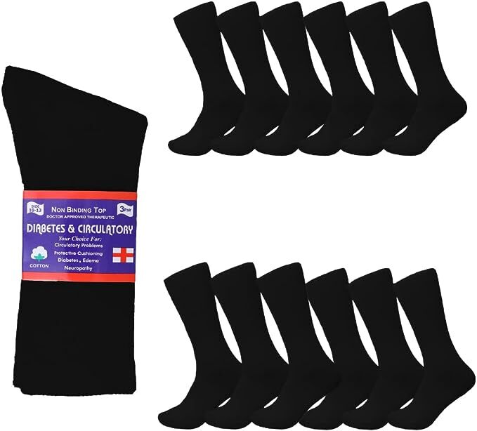 Diabetic Socks, Non-Binding Circulatory Cushion Cotton Crew Socks for Men Women