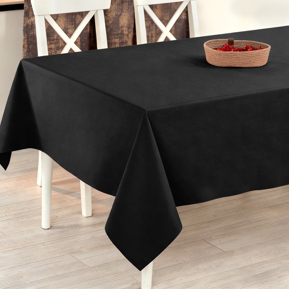 140x220cm Rectangle Tablecloth, Thickened Polyester Table Cloth Black