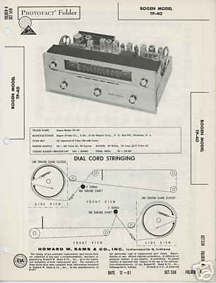 Bogen TP-40 Tuner-Sams Photofact Tech Docs