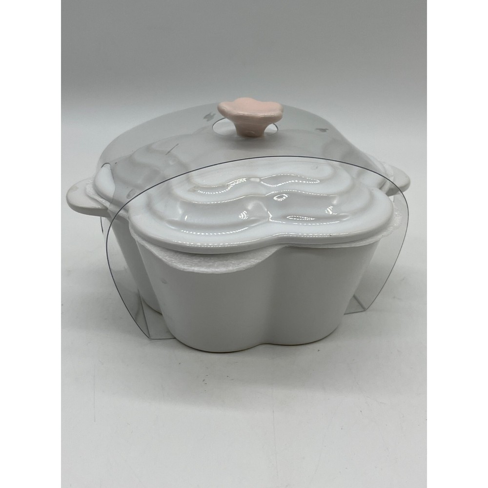 Flower Shaped Cocotte Pink White Easter NWT