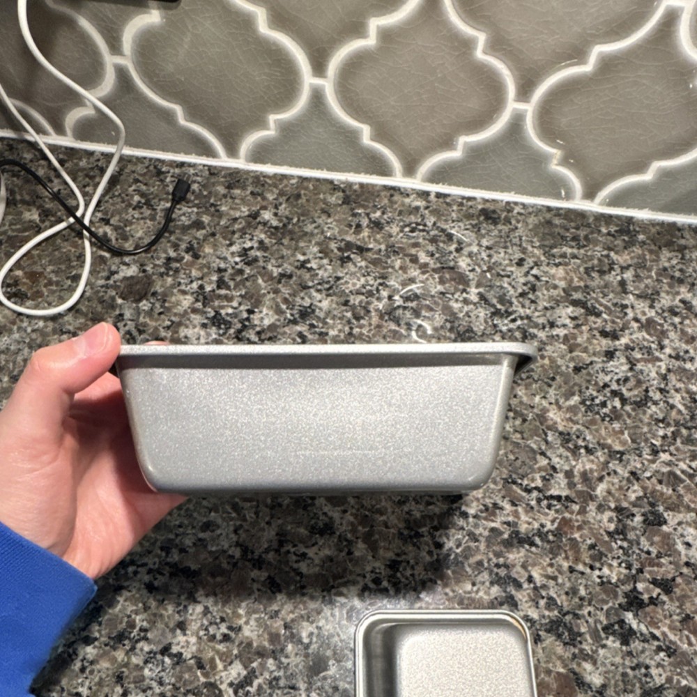 Mini Silver Metal Rectangle Loaf Pan Two-Piece Set, Includes 2 Silver Loaf Pans