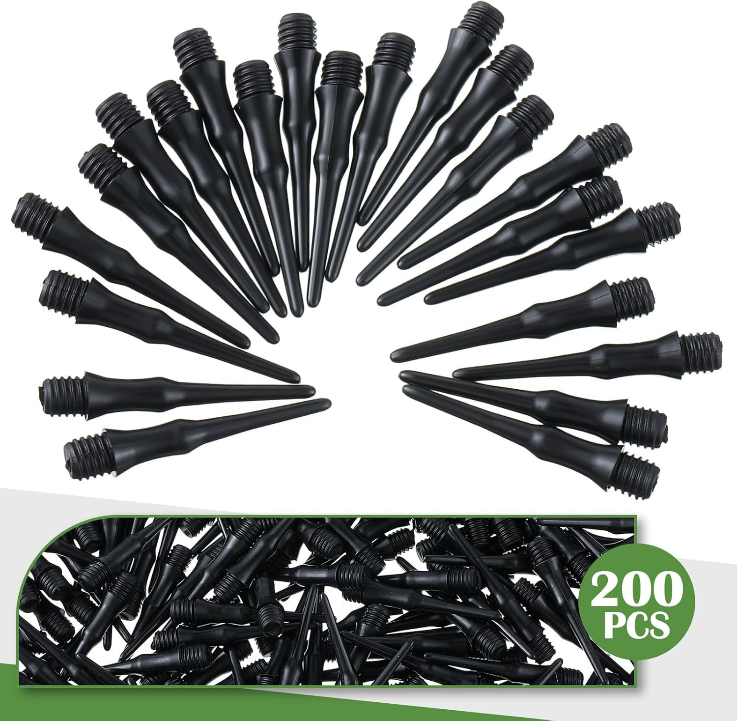 200-Pack 2BA Soft Tip Dart Points - Plastic Replacement Tips for Darts