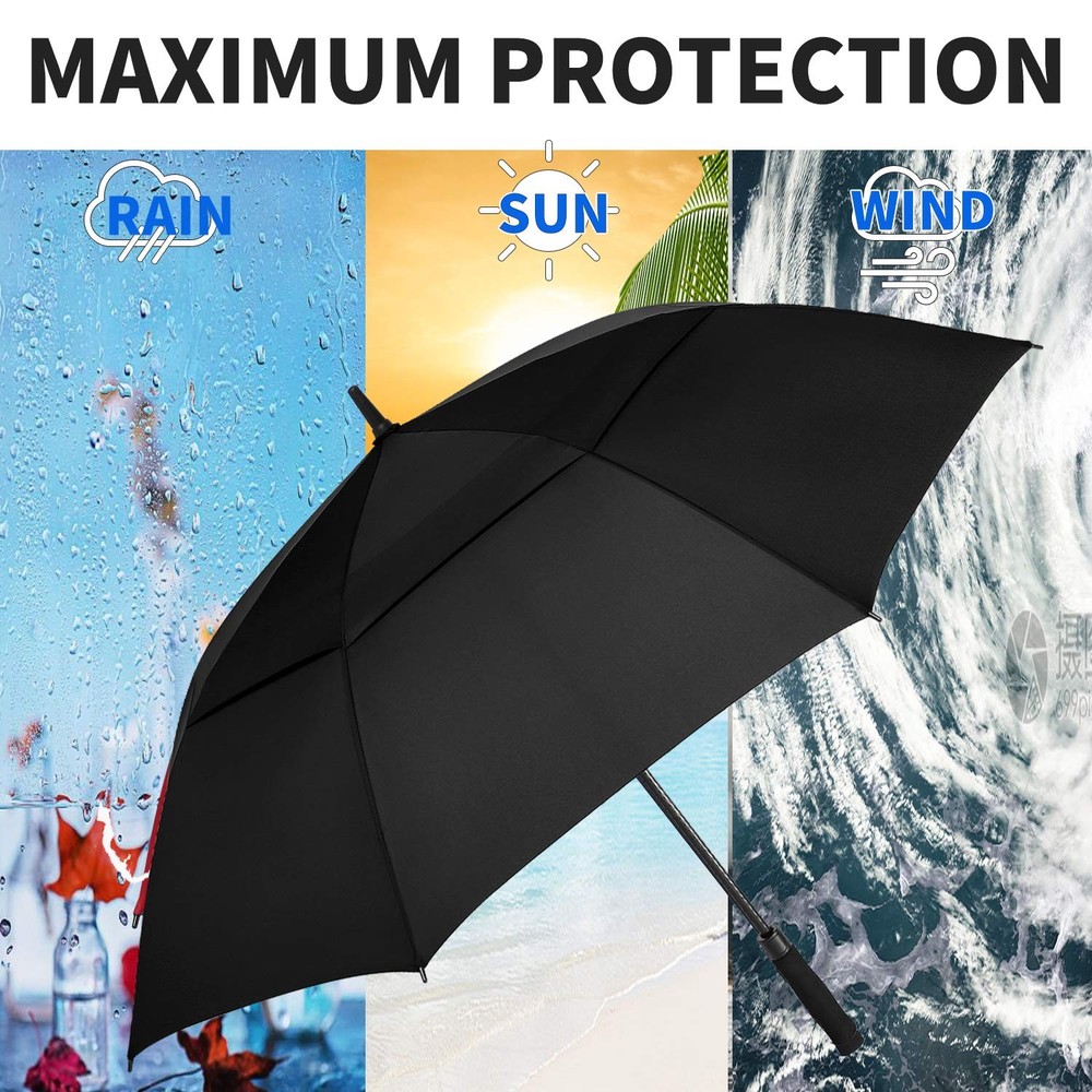 MRTLLOA Automatic Open Golf Umbrella, Extra-Large Oversized 54 inch, Black