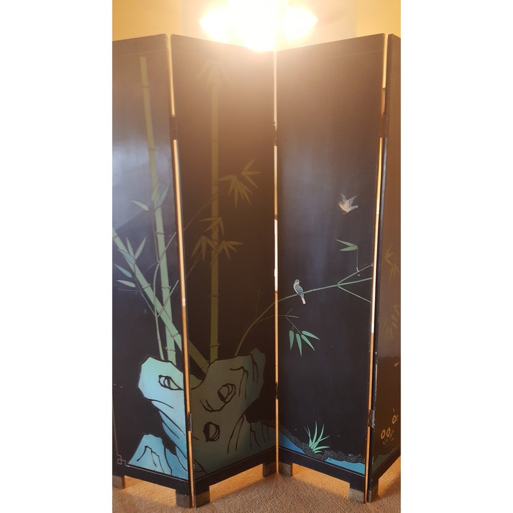 Antique Four Panel Cormandel Gold Leaf Screen