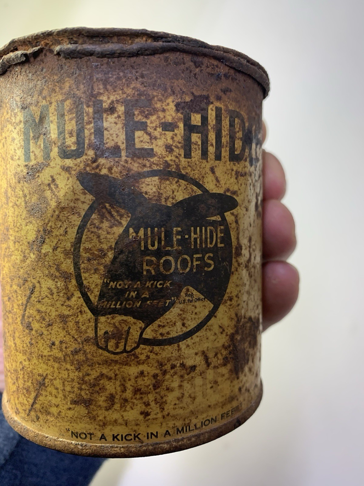 Vintage Mule-Hide Roofs plastic stay-tite cement 1 lb can, The Lehon Co, Chicago