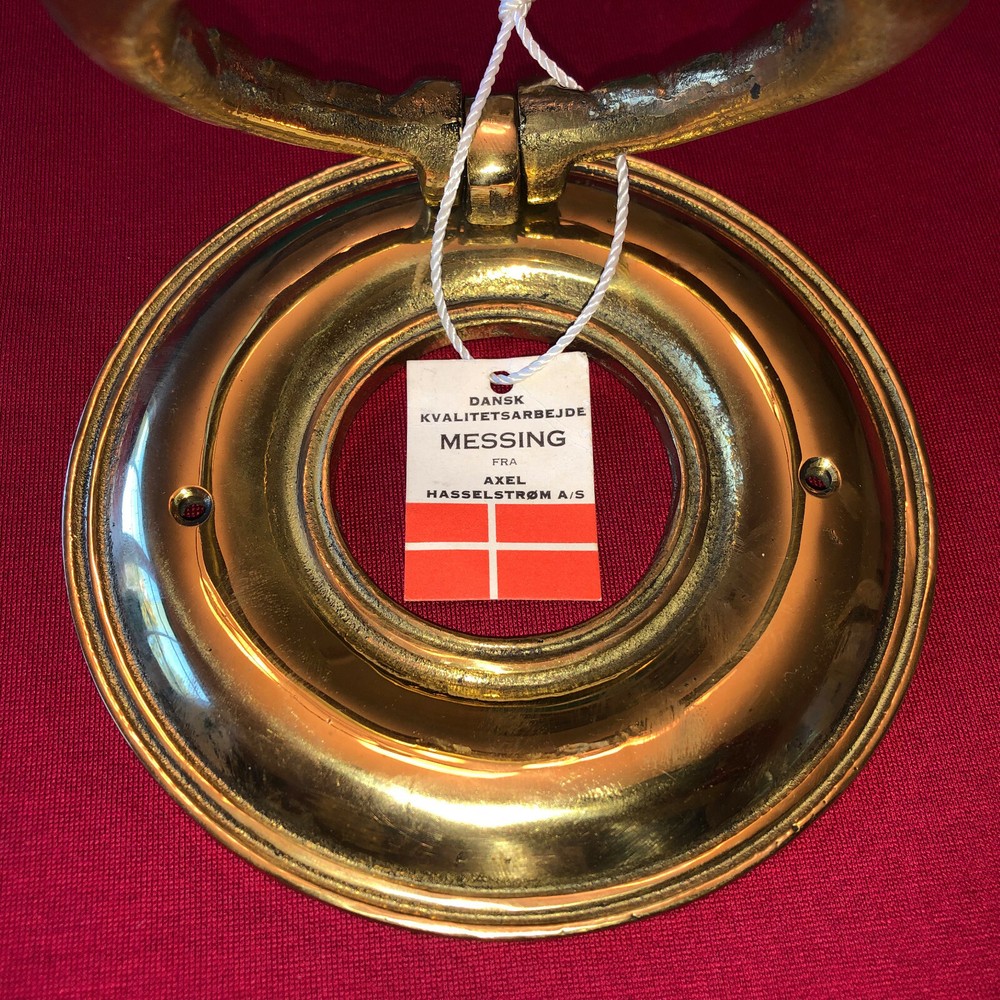 1 NOS HEAVY Danish Solid Brass Door Knocker Ring TWISTED ROPE PATTERN DENMARK