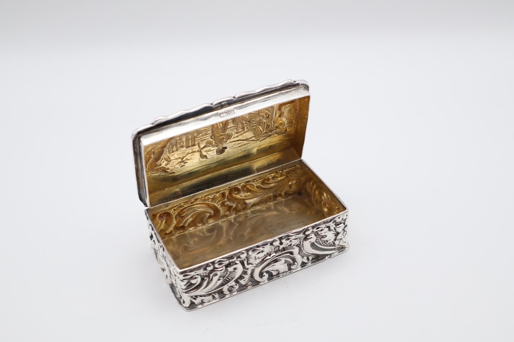 Lovely Antique Solid Silver Box with Scenery Hallmarked Chester 1902