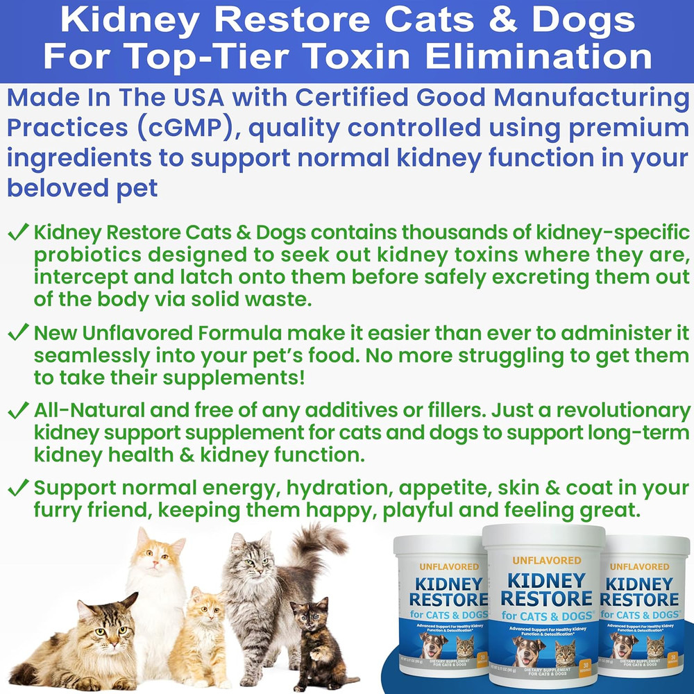 Cats & Dogs Unflavored for Supporting Normal Kidney Function, Creatinine, Pet Re