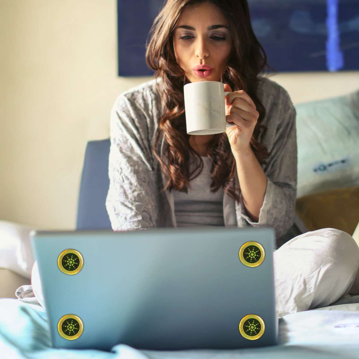 Silver Quantum Anti Radiation Shield 5G-EMF Protection Phones Laptops 6 Stickers